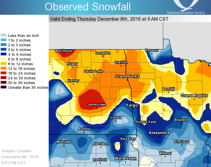 Winter Storm Summary for December 57, 2016